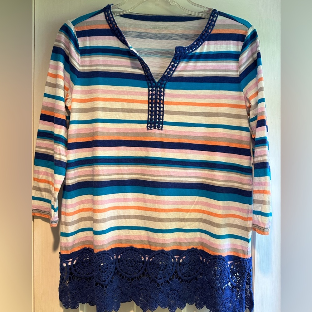 Lands’ End Three Quarter Length Sleeve Jersey Top
